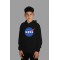 Raf Coll Çocuk Siyah Kapşonlu Sweatshirt Nasa Dijital Baskılı Iki Iplik Içi Şardonlu