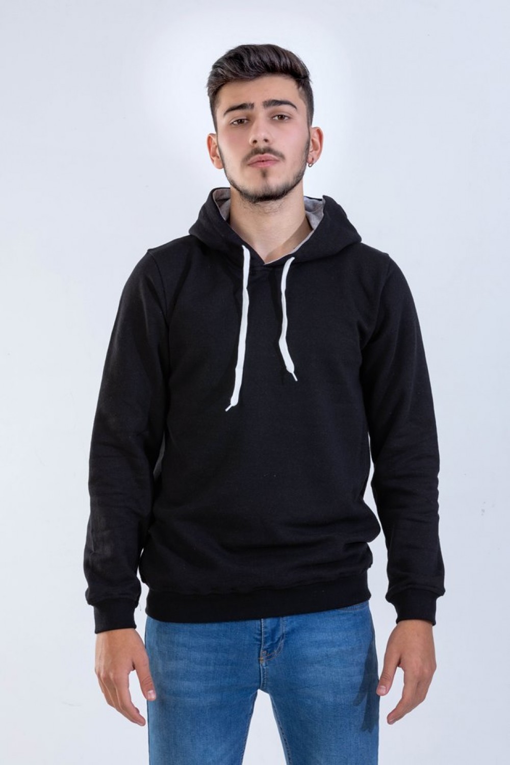 Unisex Siyah Kapşonlu Sweatshirt Unisex Siyah Kapşonlu Sweatshirt
