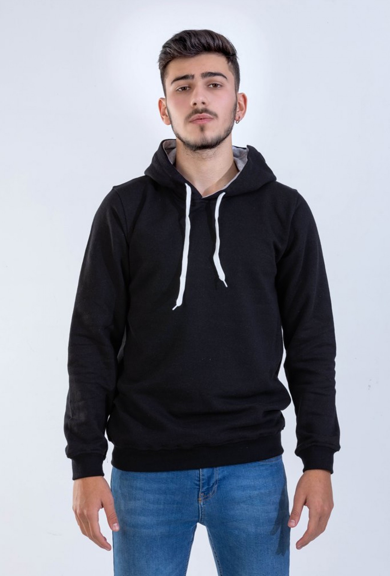 Unisex Siyah Kapşonlu Sweatshirt